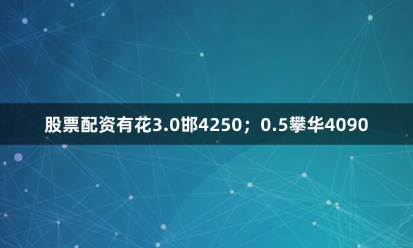 股票配资有花3.0邯4250；0.5攀华4090